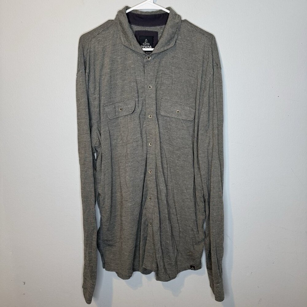 Men’s Prana Pacer Button Down Long Sleeve Striped Shirt XL Extra Large Collared